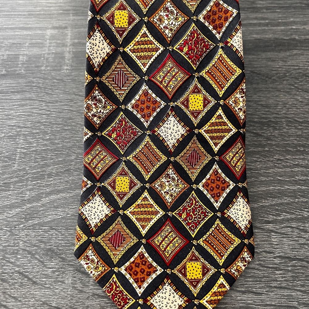 Salvatore Ferragamo Silk Tie  Diamond Geometric Made in Italy 58 1/2 X 3.5